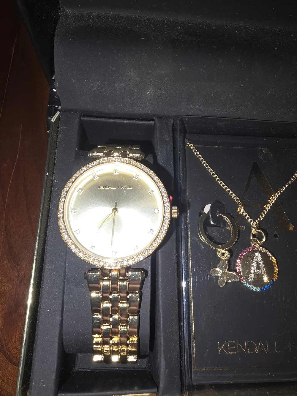 Kendall & Kylie Gold-Tone Watch and Jewelry Set - Letter A, New in Box